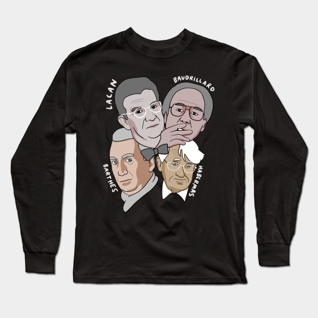 Barthes Habermas Baudrillard and Lacan - Philosophy Long Sleeve T-Shirt by isstgeschichte